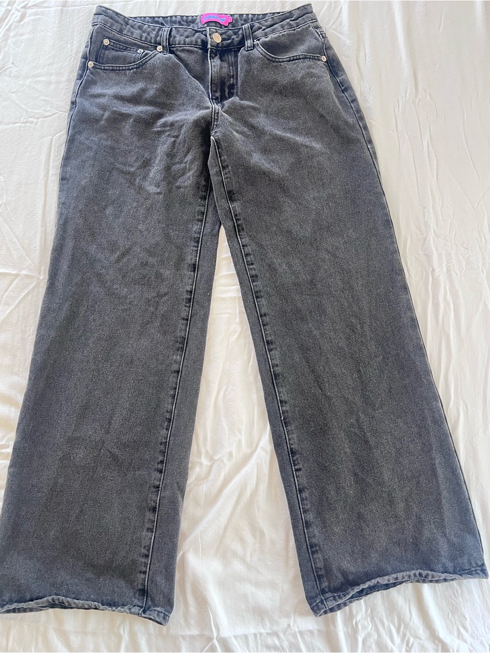 Edikted Men's Charcoal wide jeans